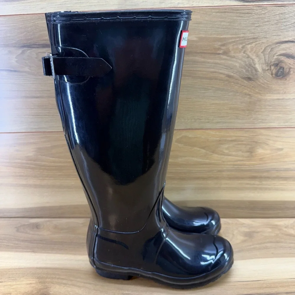 Hunter Original Tall Back Adjustable Boot 5 EU 36 Gloss Black Waterproof Wellies